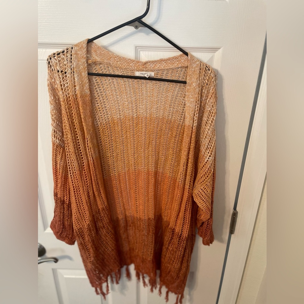 Orange Ombré Crochet Cardigan